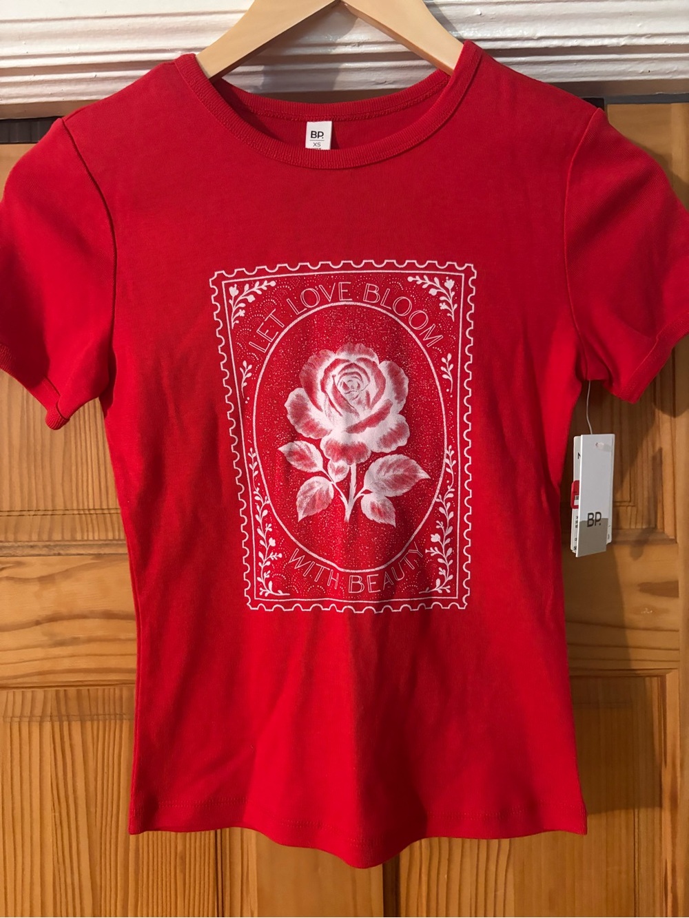 NWT BP tee shirt - Red Rose Let Love Bloom